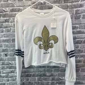 New Orleans Saints
White Long Sleeve Crop Top with Gold